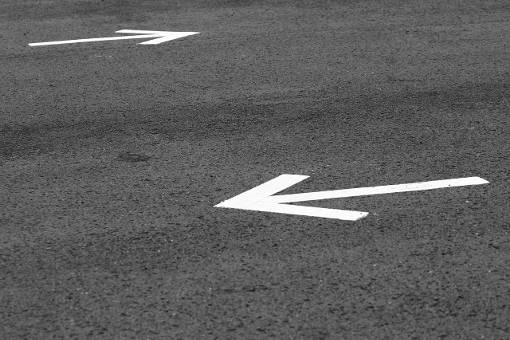 Road with direction arrows